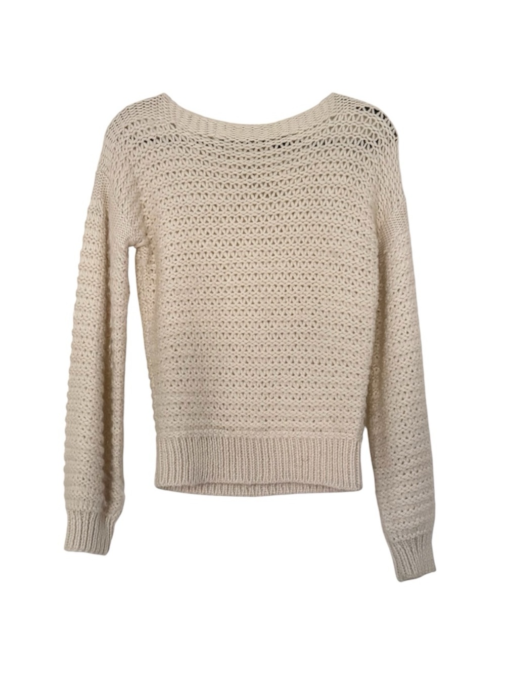 Edun Baby Alpaca Knit Sweater Ivory Off White Cozy Thick Chunky Knit Size Medium